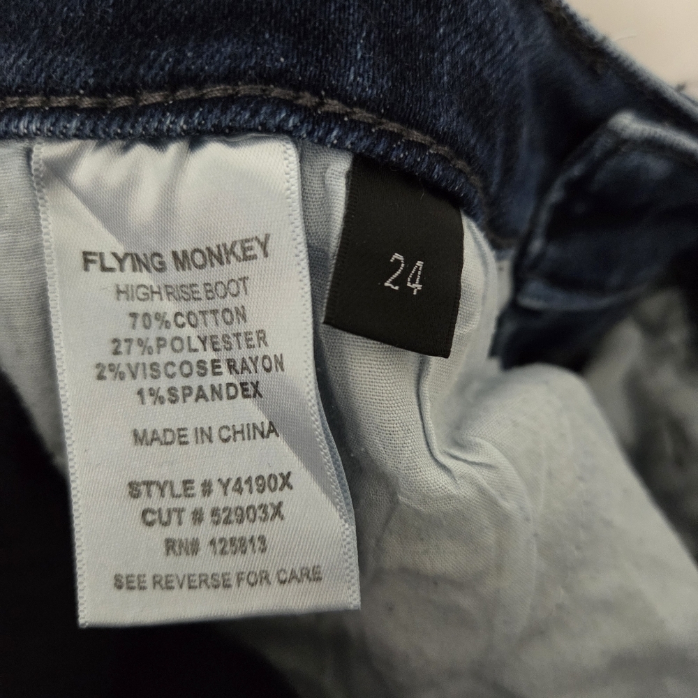 Flying Monkey High Rise Bootcut Stretch Dark Wash Denim Jeans Size 24 Western - Picture 10 of 12